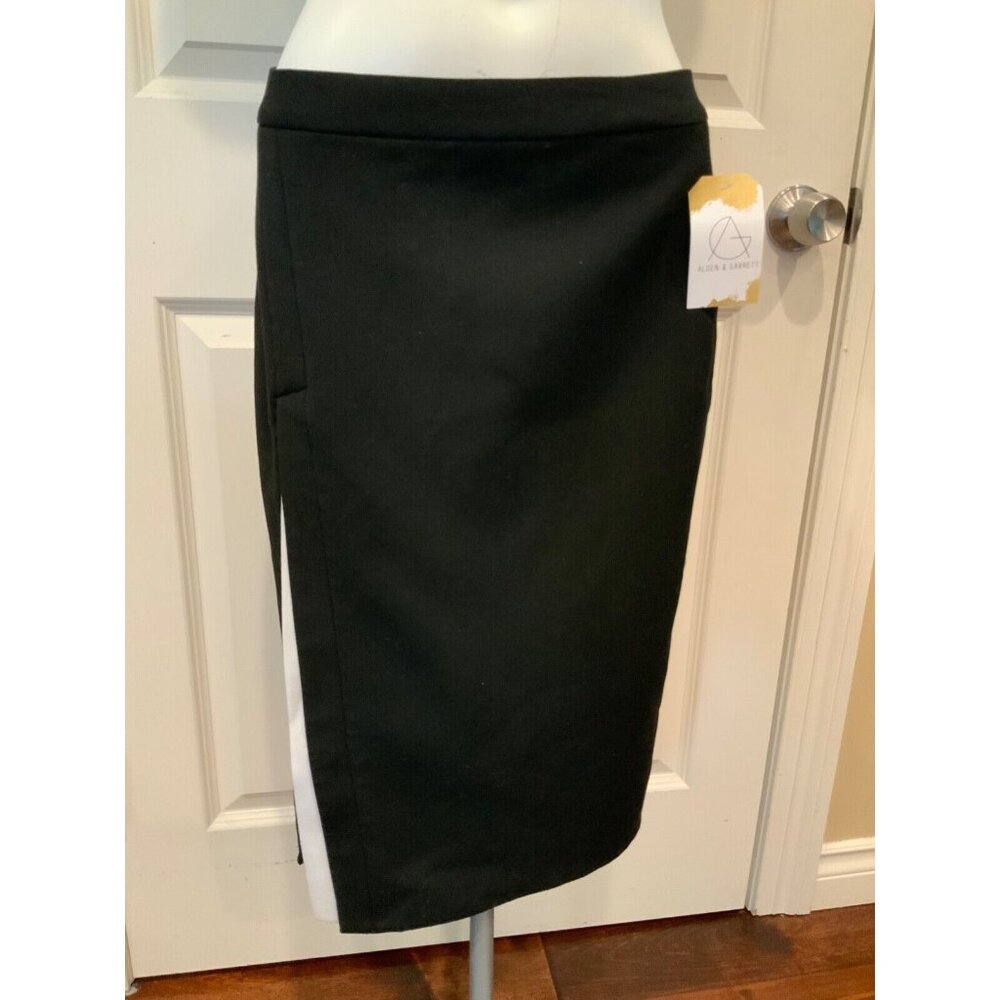 BCBG Max Azria "Grayce" Black W/ Cream Trim Pencil Skirt, Size 2